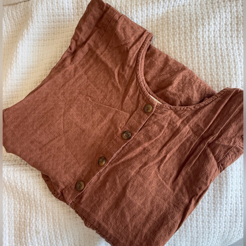 High-Waist Rust Button-Front Women’s Shorts